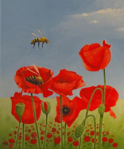 Poppies and Bees